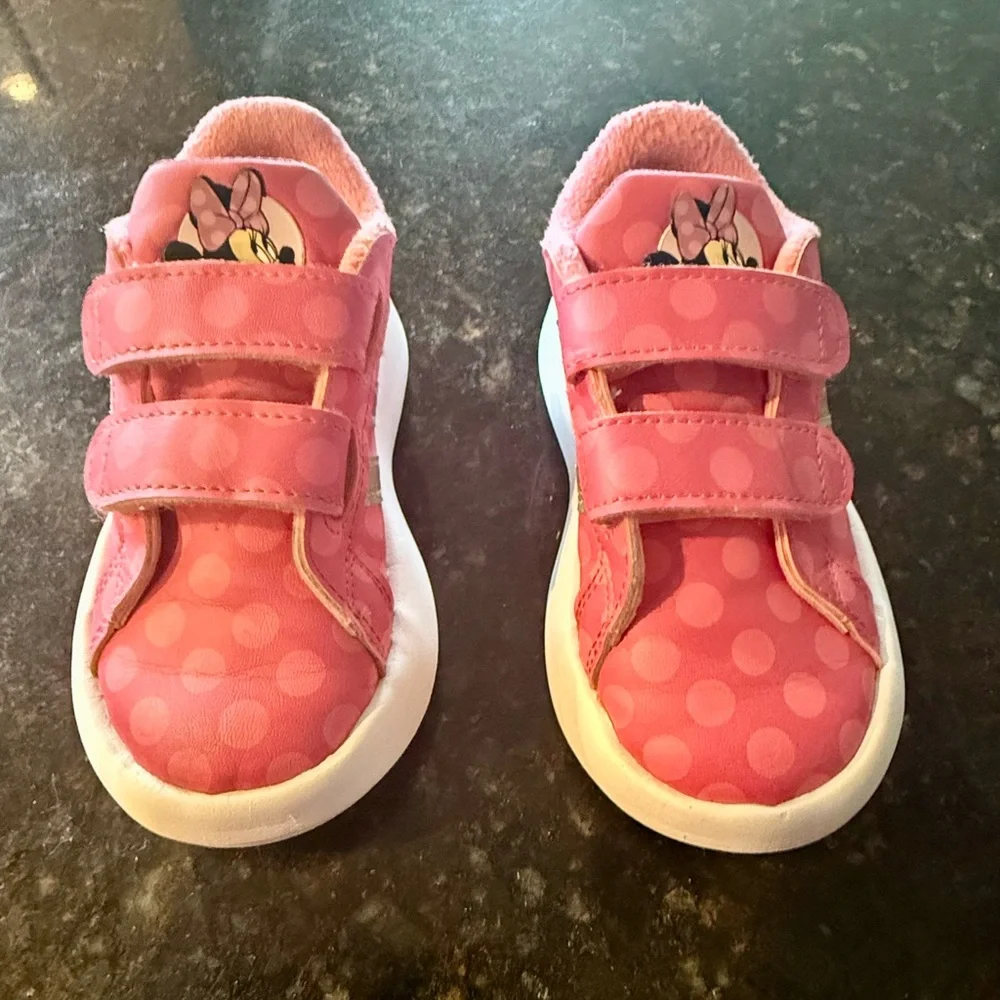 Adidas Disney Grand Court Minnie Mouse silver sparkle Pink Sneakers size 8 - Picture 11 of 16